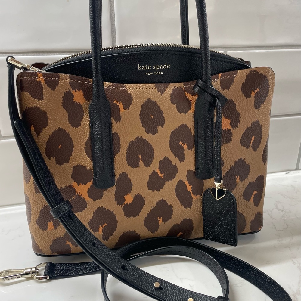 NEW! Kate Spade Margaux Leopard Print Satchel Handbag Crossbody Tote Bag Purse - Picture 2 of 12